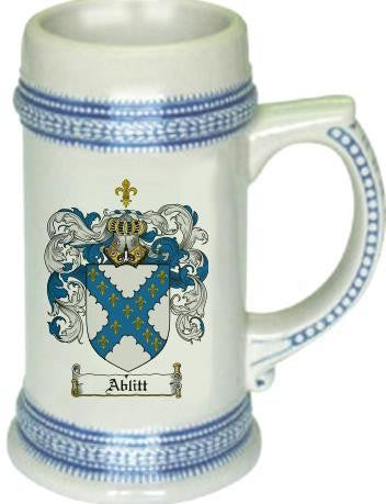 Ablitt family crest stein coat of arms tankard mug