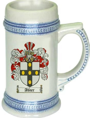 Abner family crest stein coat of arms tankard mug