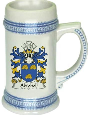 Abrahall family crest stein coat of arms tankard mug