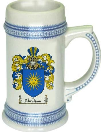 Abraham family crest stein coat of arms tankard mug