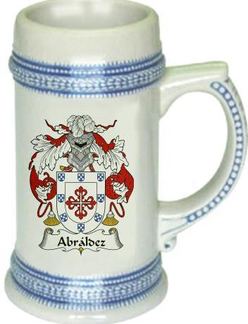 Abraldez family crest stein coat of arms tankard mug