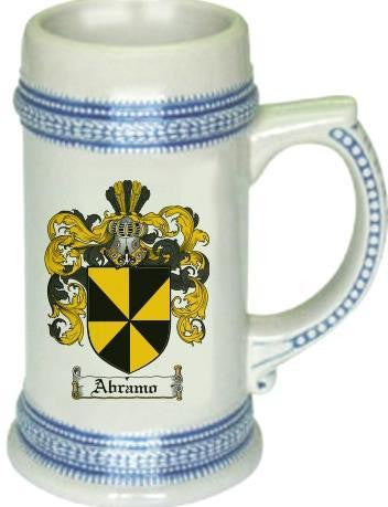 Abramo family crest stein coat of arms tankard mug