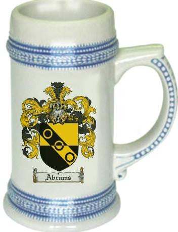 Abrams family crest stein coat of arms tankard mug