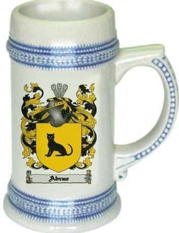 Abrao family crest stein coat of arms tankard mug