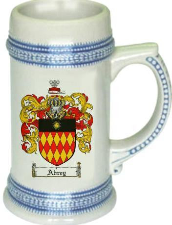 Abrey family crest stein coat of arms tankard mug