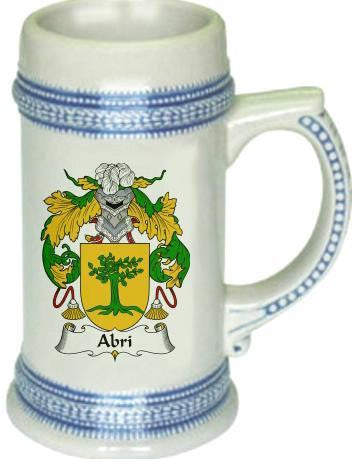 Abri family crest stein coat of arms tankard mug