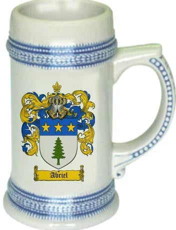 Abriel family crest stein coat of arms tankard mug