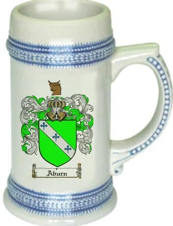 Aburn family crest stein coat of arms tankard mug