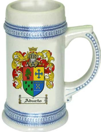 Aburto family crest stein coat of arms tankard mug