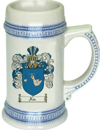 Ace family crest stein coat of arms tankard mug