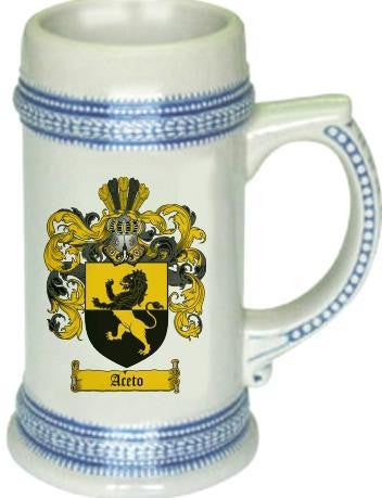 Aceto family crest stein coat of arms tankard mug