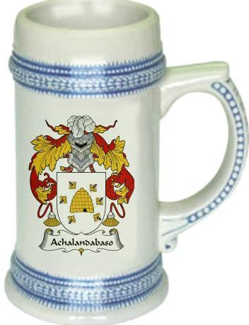 Achalandabaso family crest stein coat of arms tankard mug