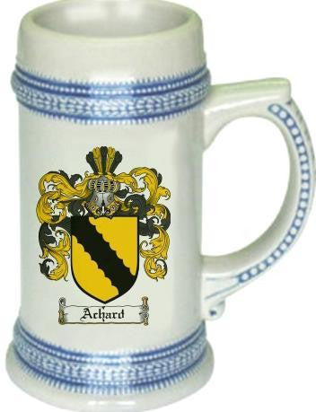 Achard family crest stein coat of arms tankard mug