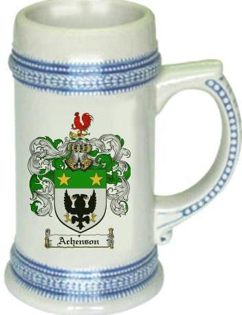 Achenson family crest stein coat of arms tankard mug