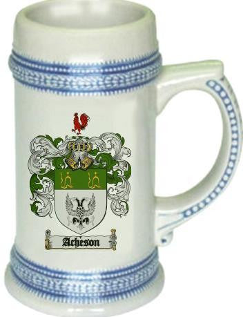 Acheson family crest stein coat of arms tankard mug