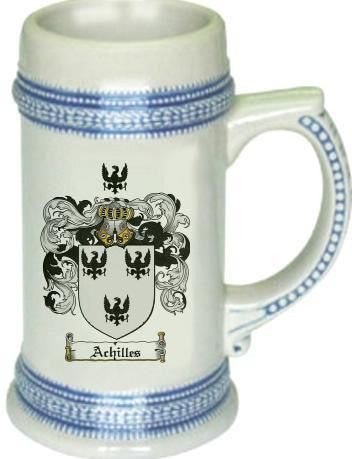 Achilles family crest stein coat of arms tankard mug