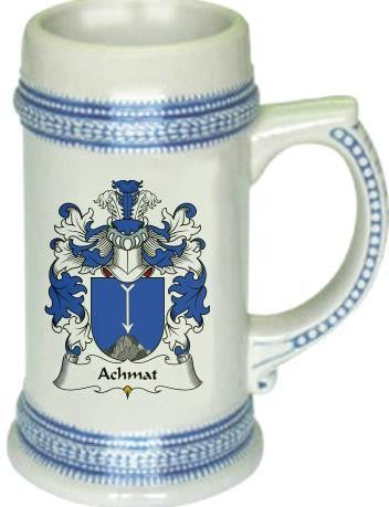 Achmat family crest stein coat of arms tankard mug