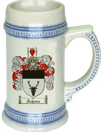 Achorn family crest stein coat of arms tankard mug