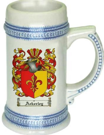 Ackerley family crest stein coat of arms tankard mug