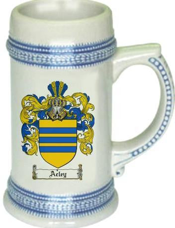 Acley family crest stein coat of arms tankard mug