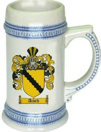 Acord family crest stein coat of arms tankard mug