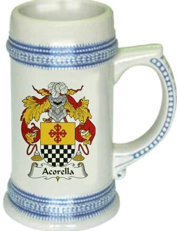 Acorella family crest stein coat of arms tankard mug