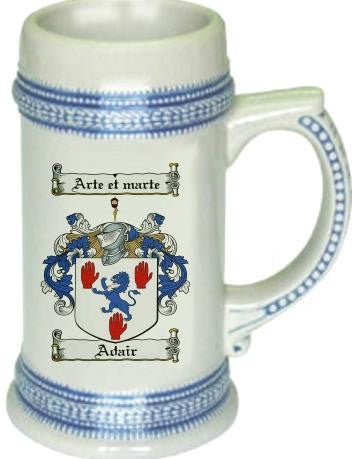 Adair family crest stein coat of arms tankard mug