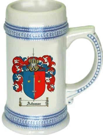 Adamec family crest stein coat of arms tankard mug