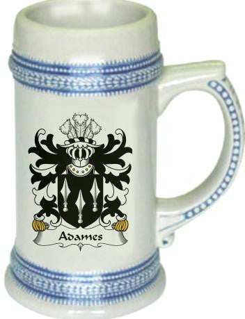 Adames family crest stein coat of arms tankard mug