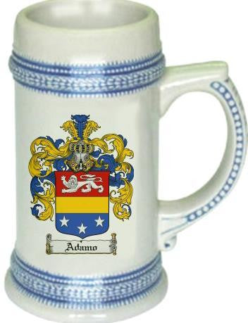 Adamo family crest stein coat of arms tankard mug