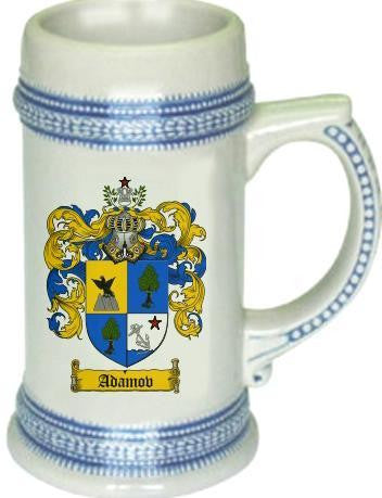 Adamov family crest stein coat of arms tankard mug