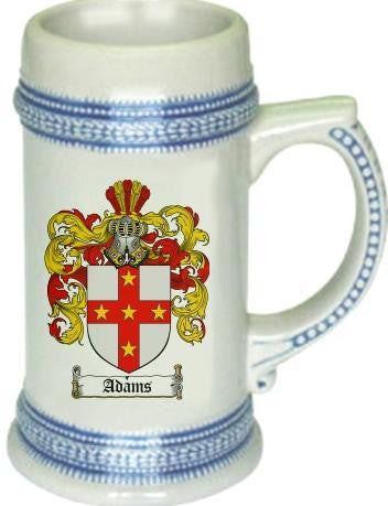 Adams family crest stein coat of arms tankard mug