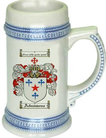 Adamsone family crest stein coat of arms tankard mug