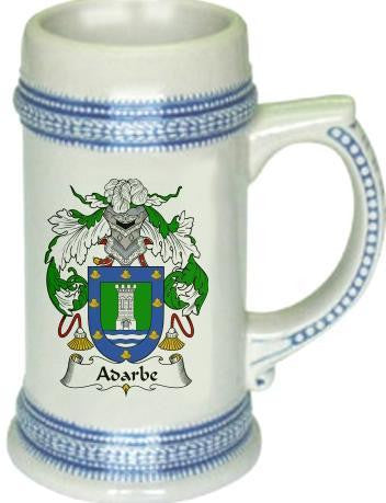 Adarbe family crest stein coat of arms tankard mug