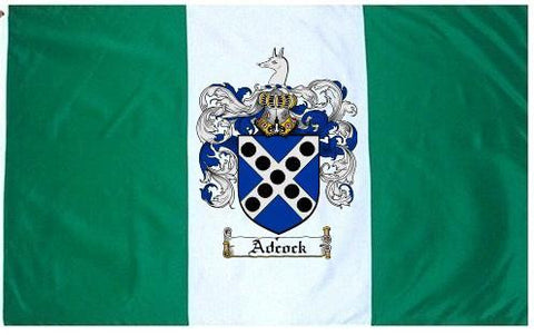 Adcock family crest coat of arms flag