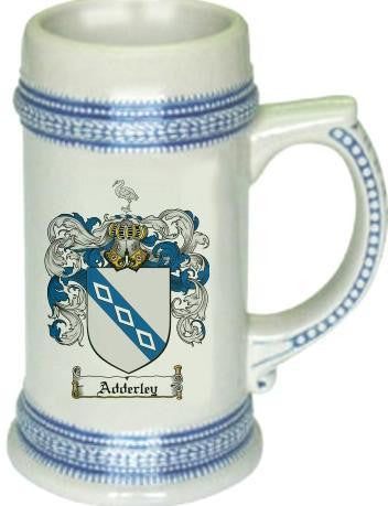 Adderley family crest stein coat of arms tankard mug