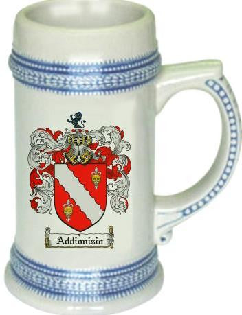 Addionisio family crest stein coat of arms tankard mug