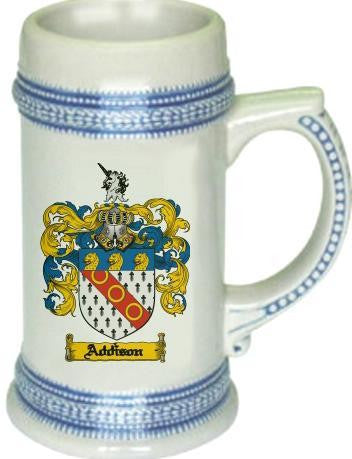 Addison family crest stein coat of arms tankard mug