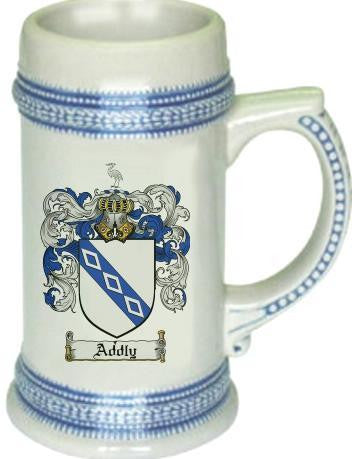 Addly family crest stein coat of arms tankard mug