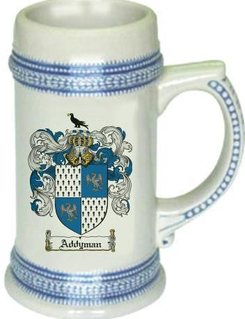 Addyman family crest stein coat of arms tankard mug