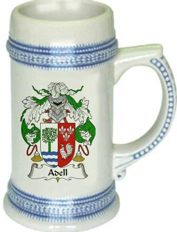 Adell family crest stein coat of arms tankard mug