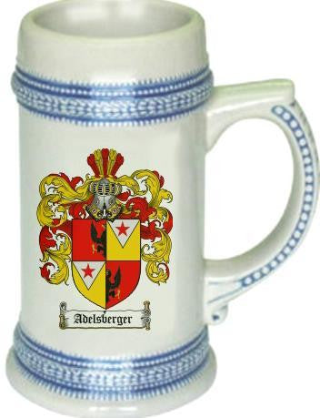 Adelsberger family crest stein coat of arms tankard mug