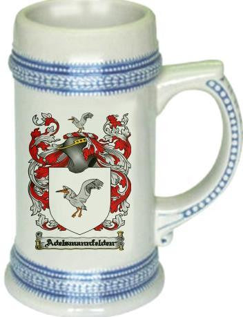 Adelsmannfelden family crest stein coat of arms tankard mug