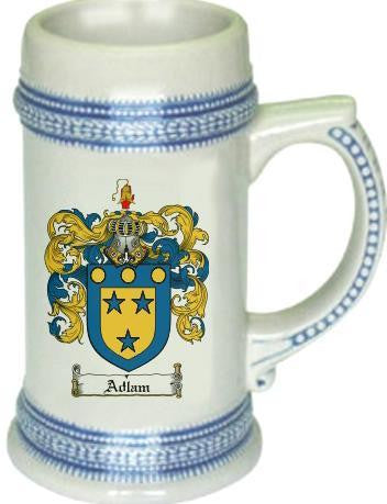 Adlam family crest stein coat of arms tankard mug