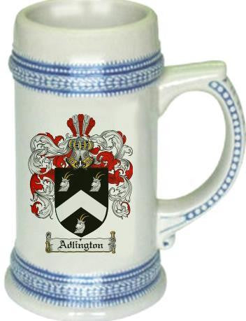 Adlington family crest stein coat of arms tankard mug