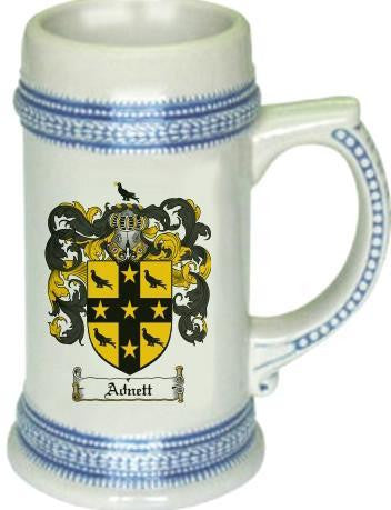 Adnett family crest stein coat of arms tankard mug