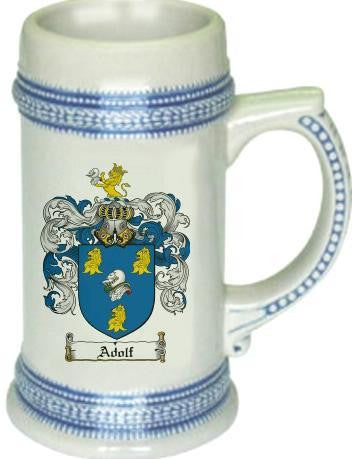 Adolf family crest stein coat of arms tankard mug