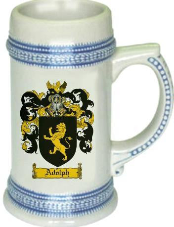 Adolph family crest stein coat of arms tankard mug