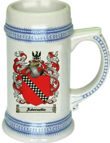 Adornetto family crest stein coat of arms tankard mug