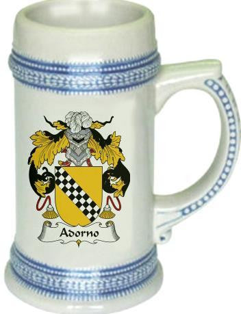 Adorno family crest stein coat of arms tankard mug